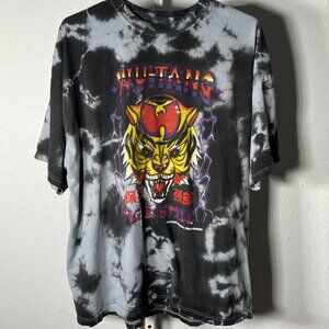 Wu Tang Clan Blue Black Tie Dye Graphic Print Tiger Tee T-Shirt SZ L/XL